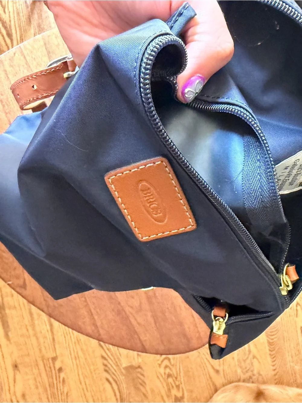 Bric's Navy Tote with Tan Leather Straps